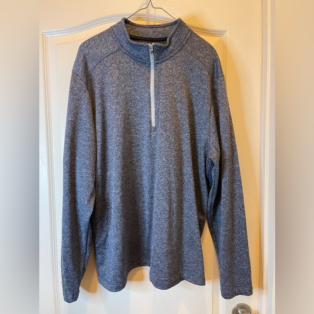 EUC- adidas Navy Blue Heathered Quarter Zip Fleece- Size XL